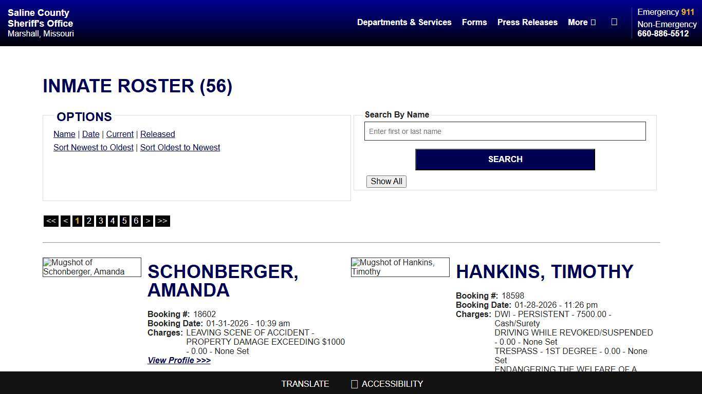 Inmate Roster - Current Inmates Booking Date Descending - Saline County Sheriff MO